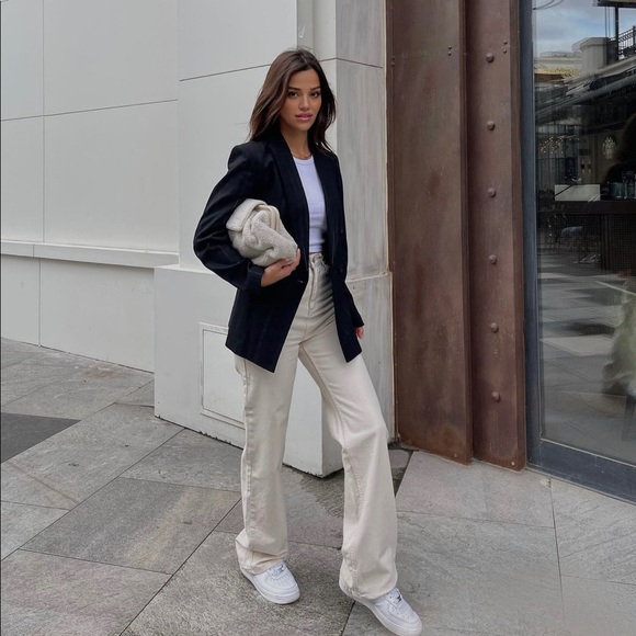 cream straight leg denim zara